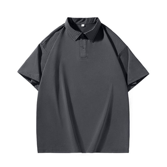 Fznquz Mens Shirts Polo Gray Plain Oversied Casual Golf Summer Short Sleeve Men's Shirts XXL