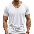 thumbnail image 1 of Fznquz Mens T-Shirts Big and Tall Plain Short Sleeve V Neck White T-Shirt Casual Classic Tees L, 1 of 9