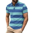 thumbnail image 1 of Fznquz Mens T-Shirts Collared Performance Blue Casual Polos Moisture Wicking Summer Stripe Mens Tshirts M, 1 of 4