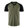 Fznquz Mens TShirts Henley Short Sleeve Green Casual Crewneck Raglan