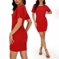 thumbnail image 1 of Fznquz Mini Womens Dresses Plus Size Red Prom 2026 Bodycon Formal Ruched Party Birthday Women's Spring Fashion, 1 of 1