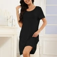 thumbnail image 1 of Fznquz Nightgowns for Women Short Sleeve Loungewear Cotton Sleep Shirt V Neck Soft Loose Black Nighties Women, 1 of 5
