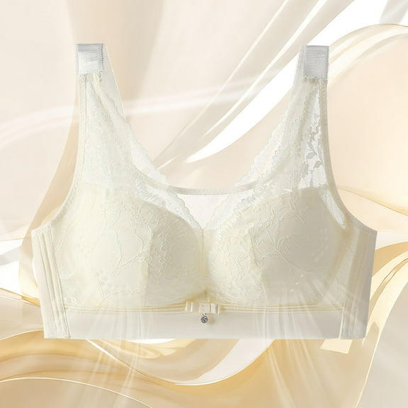 Fznquz No Underwire Bras Women Lace Lightly Lined Plus Size Soft Yellow Bralette Bras