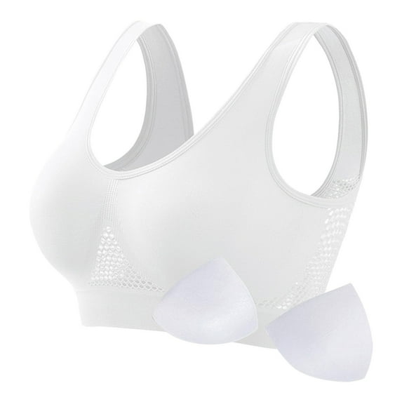 Fznquz No Underwire Womens Sports Bras Under $10 Seamless Full Coverage White Bra Padded Push Up Sports Bras