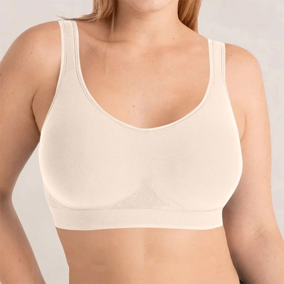 Fznquz No Wire Bras Women Comfort Push Up Full Coverage Breathable Beige Seamless Bra
