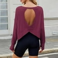 thumbnail image 1 of Fznquz Open Back Womens Blouses Dressy Red Long Sleeve Trendy Shirts Casual Workout Plain Clothes, 1 of 9