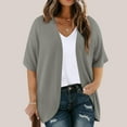 thumbnail image 1 of Fznquz Oversized Women Cardigan Sweater Fall Open Front Cardigan Sweater Short Sleeve Fall Plus Size Gray Ladies Tops, 1 of 7