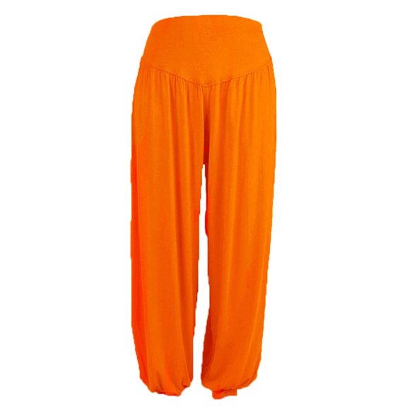 Fznquz Pants for Women Trendy Plus Size Loose Orange Wide Leg Pull on Casual Pants for Women,XXL