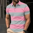 thumbnail image 1 of Fznquz Pink Polos for Men Dress Striped Golf Polo Casual Summer Button Shirt XXL, 1 of 5