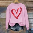 thumbnail image 1 of Fznquz Pink Sweatshirts Women Crewneck Long Sleeve Pullover Sweatshirt Love Heart Print Valentines Trendy Womens Sweatshirts, 1 of 4