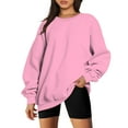 thumbnail image 1 of Fznquz Plain Blouses for Women Business Casual Crewneck Long Sleeve Pink Sweatshirt Fall Lightweight Women's Fashion, 1 of 5