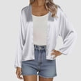 thumbnail image 1 of Fznquz Plain Cardigans for Women Trendy Long Sleeve Open Front Cardigan Silver Lightweight Casual Outerwear, 1 of 8