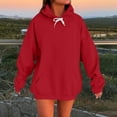 thumbnail image 1 of Fznquz Plain Ladies Tops Red Drawstring Fashion Hoodie Solid Casual Fall Clothing, 1 of 5