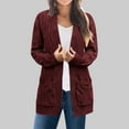 thumbnail image 1 of Fznquz Plain Oversized Sweaters for Women Knit Casual Cardigan Pockets Long Sleeve Open Front Red Ladies Blouses, 1 of 6