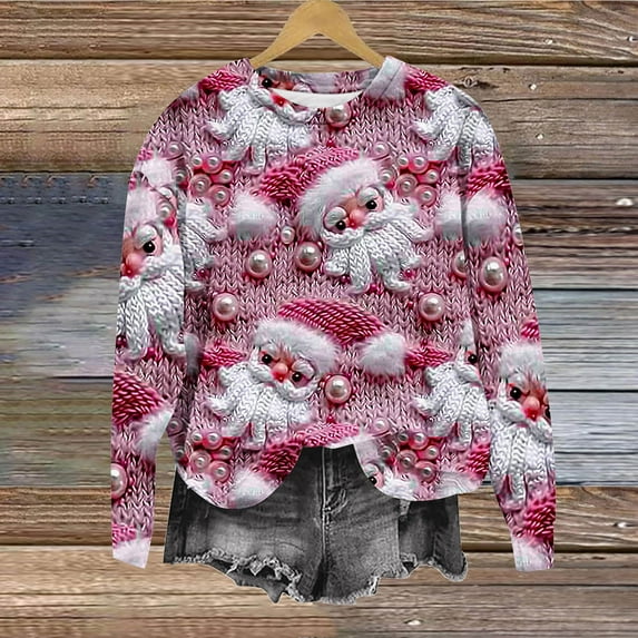 Fznquz Plus Size Blouses for Curvy Women Christmas Fall Winter Sweatshirt Long Sleeve Round Neck Trendy Womens Fashion
