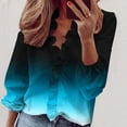 thumbnail image 1 of Fznquz Plus Size Blouses for Curvy Women Peplum Long Sleeve Blue V Neck Tops Dressy Casual Gradient Fall Womens Fashion Tops, 1 of 5