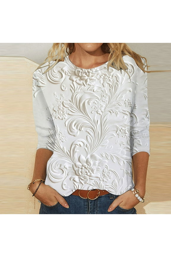 Plus Size Tops for Women Fall Casual White Plain Tees Soft Crew Neck Graphic Womens Winter Clothing,XXXL