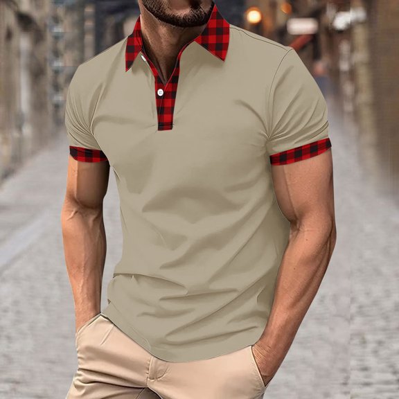 Fznquz Polo Shirts Men Yellow Basic Casual Polos Solid Color Summer Regular Fit Button Mens Shirt XL