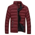 thumbnail image 1 of Fznquz Puffer Mens Jacket Winter Red Cotton Zip Up Jacket Quilted Heavy Warm Men's Winter Coats, 1 of 3