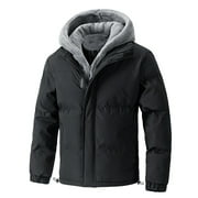 FZNQUZ Puffer Mens Jackets Big and Tall Casual Stylish Black Winter Zip Up Warm Quilted Men's Coats M