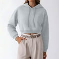 thumbnail image 1 of Fznquz Pullover Dressy Blouses for Women Plain Gray Crop Hoodie Trendy Drawstring Casual Womens Oversized Tee Shirts, 1 of 4