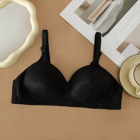Fznquz Push Up Plus Size Bras Comfort Adjustable Straps Full Coverage No Underwire Black Everyday Bras