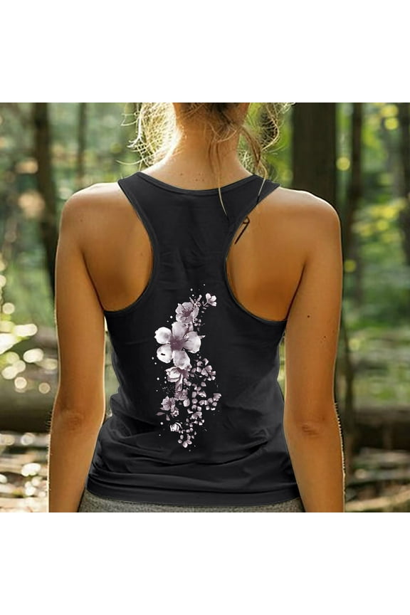 Racerback Womens Tank Tops Loose Fit Crew Neck Sleeveless Black Athletic Casual Fashion Women Tank Tops Summer