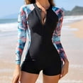 thumbnail image 1 of Fznquz Rash Guard Women's One Piece Swimsuit Tummy Control Swimwear Long Sleeve Zipper Surfing Modest Bathing Suit, 1 of 8