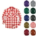 thumbnail image 1 of Blczomt Red Button Up Shirts for Men Flannel Long Sleeve Button down Shirt Plaid Pocket Big and Tall Mens Clothes, 1 of 3