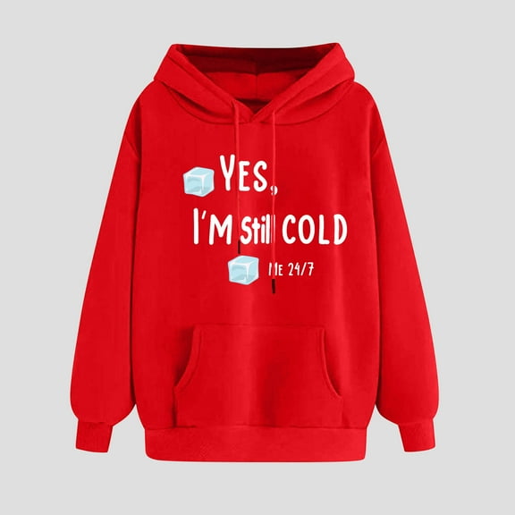 Fznquz Red Women’S Tops Fall Winter Christmas Sweatshirt Hoodies Graphic Loose Pocket Women Shirts