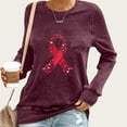 thumbnail image 1 of Fznquz Red Womens Long Sleeve Blouse 2025 Breast Cancer Crewneck Shirts Casual Fall Clothes for Women, 1 of 4