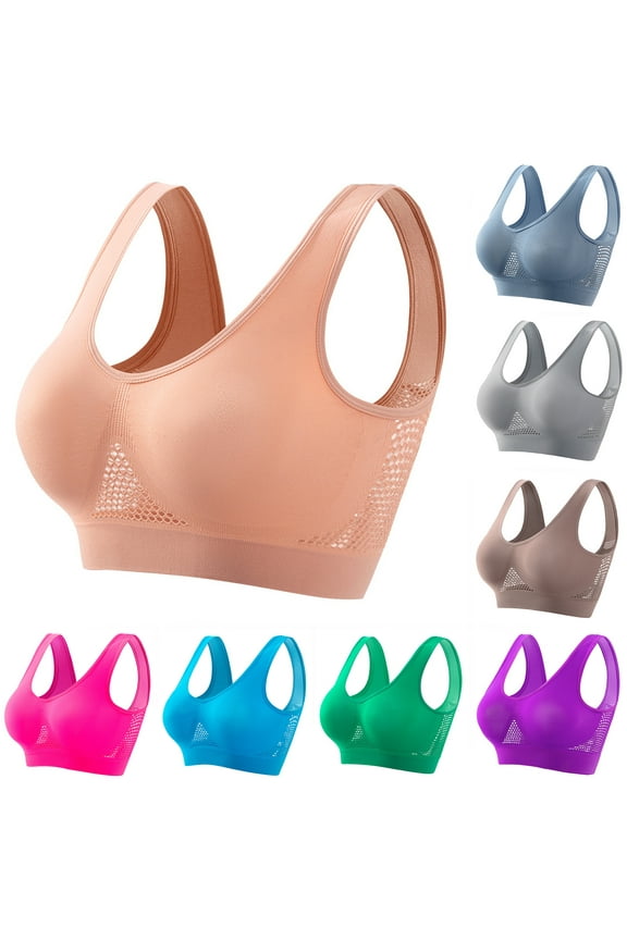 Seamless Womens Sports Bras Wirefree Bra High Support Pink Yoga Everyday Bras