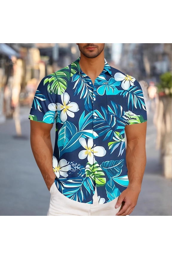 Short Sleeve Hawaiian Shirts for Men Casual Shirt Floral Tropical Summer Beach Button Down Men Clothing