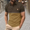 thumbnail image 1 of Fznquz Short Sleeve Men T Shirts Casual Collared Brown Polo Summer Quick Dry Regular Fit Mens T-Shirts M, 1 of 5
