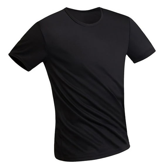 Fznquz Short Sleeve Mens Shirts Under $5.00 Black Plain Summer Crew Neck Casual T-Shirts M