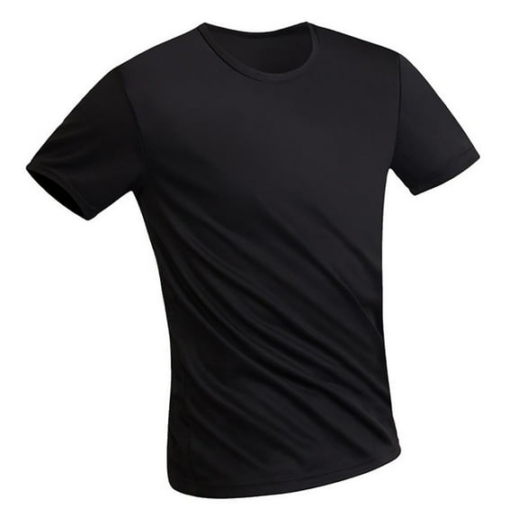 Fznquz Short Sleeve Mens Shirts Under $5.00 Black Plain Summer Crew Neck Casual T-Shirts M