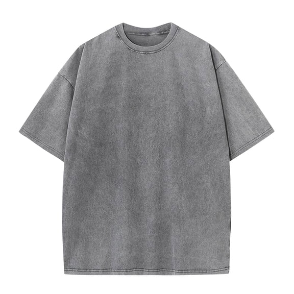 Fznquz Short Sleeve Mens T Shirts Round Neck Plain Gray Tshirts Loose Fit Casual Solid Color Men's Shirt M