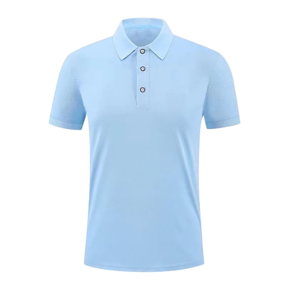 Fznquz Short Sleeve T Shirts for Man Blue Plain Polo Summer Button Up Collared Boys Shirts S