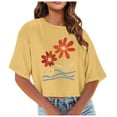 Fznquz Short Sleeve Women's Plus Size Tops Crop Casual Yellow Shirts