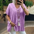thumbnail image 1 of Fznquz Short Sleeve Womens T-Shirt Purple Sparkly V Neck Tops Summer Casual Sequin Glitter Blouses for Women, 1 of 5
