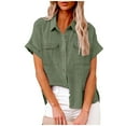 thumbnail image 1 of Fznquz Short Sleeve Womens Tops Casual Green Button Down T Shirts for Women Loose Tunic V Neck Short Sleeve Blouse, 1 of 8