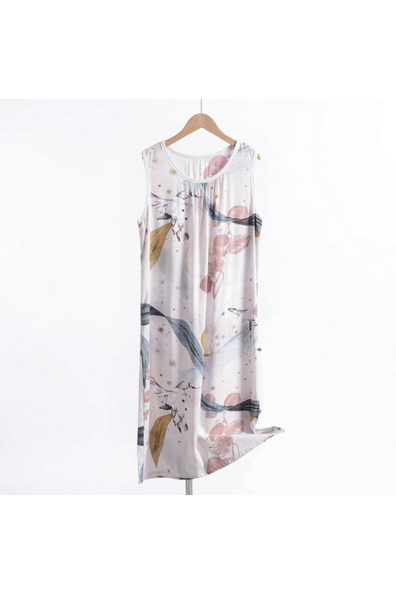 Sleeveless Ladies Nightgowns Plus Size Summer Sleep Dress Comfy White Lightweight Oversized Gowns for Women Sleepwear