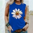 thumbnail image 1 of Fznquz Sleeveless Tank Top for Women Sunflower Crew Neck Plus Size Loose Casual Blue Boho Women's Tank Tops, 1 of 5