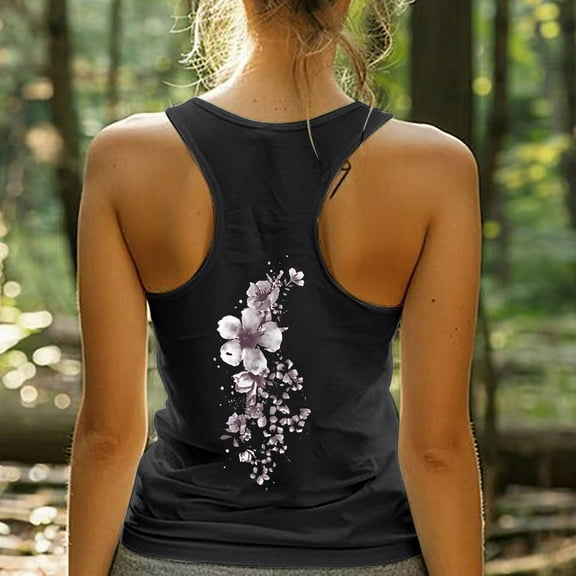 Fznquz Sleeveless Tube Tops for Women Crew Neck Racerback Black Athletic Casual Fashion Halter Tank Tops for Women