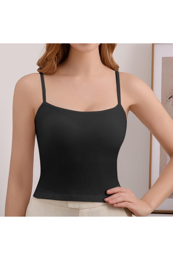 Soft Womens Bras under $5 Tank Comfort No Underwire Longline Black Bra