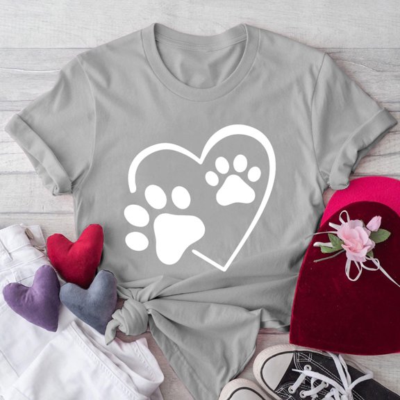 Fznquz Spring Summer Shirts for Women Crewneck Casual Gray T Shirt Love Short Sleeve Valentines Day Women Blouses