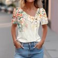 thumbnail image 1 of Fznquz Spring Women's Tops Short Sleeve Floral Shirt Dressy Formal Work Ladies Blouses, 1 of 5