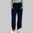 thumbnail image 1 of Fznquz Straight Leg Relaxed Fit Cotton Linen Pants for Women Full Length Drawstring Pockets,S, 1 of 6