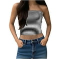 thumbnail image 1 of Fznquz Strapless Tank Tops Women Black Bandeau Going Out Tube Tops Crop Striped Summer Clothes for Women, 1 of 8