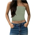 thumbnail image 1 of Fznquz Strapless Tank Tops Women Green Bandeau Going Out Tube Tops Crop Striped Summer Clothes for Women, 1 of 8